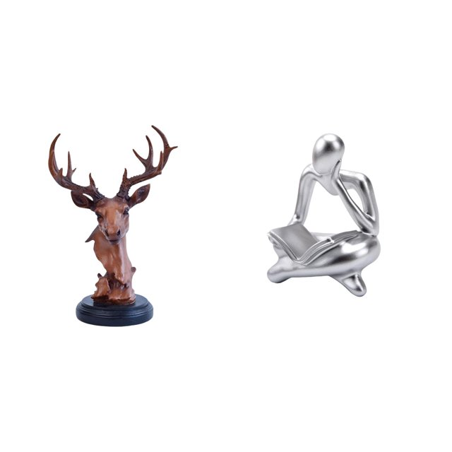 Figura de cabeza de ciervo, adorno de resina, estatua abstracta de lector, esculturas de animales, decoración moderna, adecuada para el hogar, la ofic