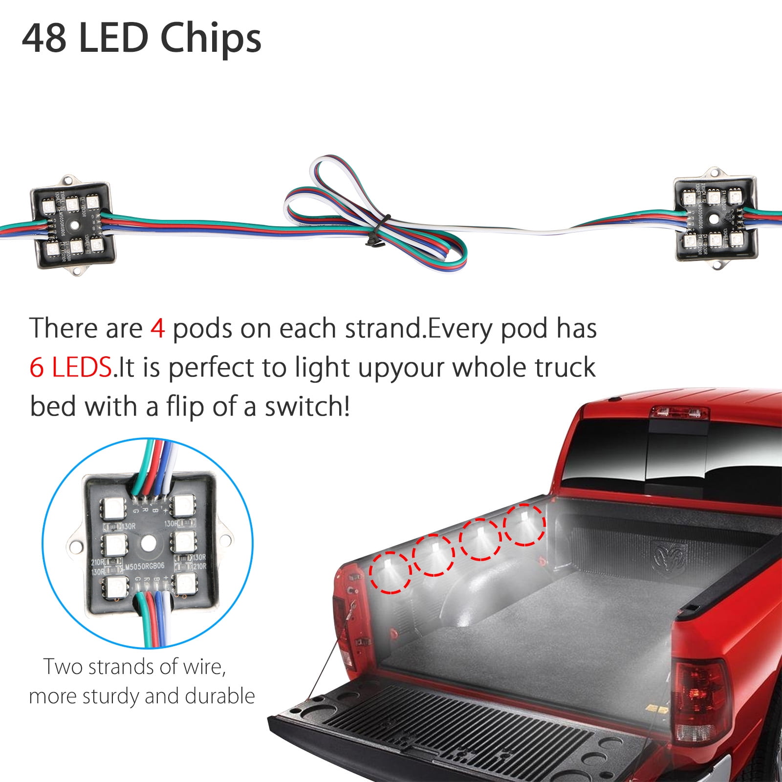 OCPTY 8 pods LED Truck Bed Light Kit Universal RGB Led Rock Light Sound Activated Camera Function Wireless Remote Bluetooth Controller Waterproof for Truck Pickup Cargo Trailer RV Unloading Boats 