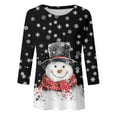 thumbnail image 3 of Women's Christmas Snowman Printed Round Neck Three Quarter Sleeve Casual T Shirt Top Short Sleeve Athletic Shirt Womens Athletic Tee Shirts Short Sleeve for Women Casual Womens Tee Shirts Short Sleeve, 3 of 3