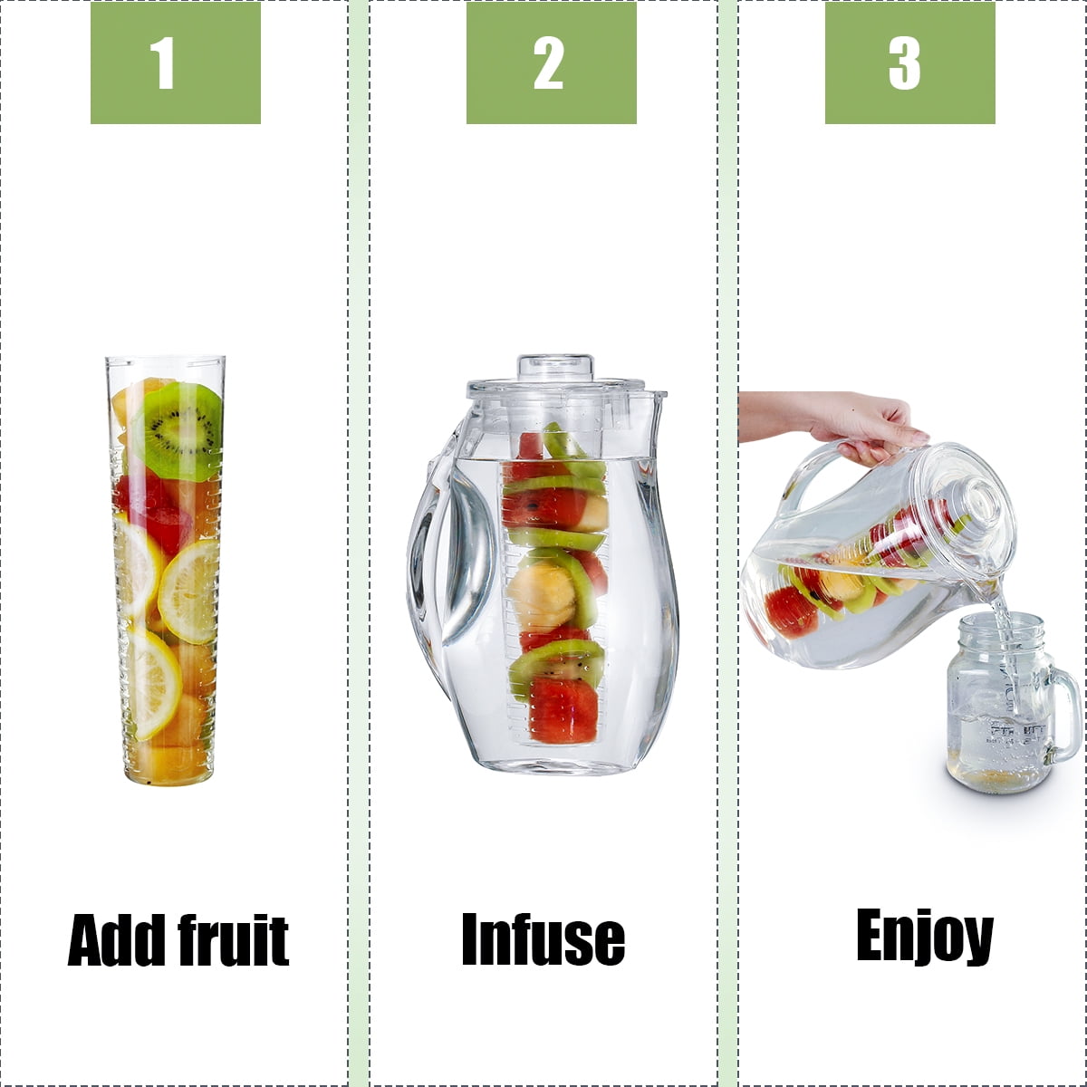 2.8L Glass Fruit Infuser Water Pitcher with Removable Lid, High Heat