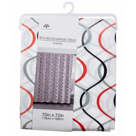 VICTORIA BATH SHOWER CURTAIN - HARPER WHITE - BATH PEVA 70 x 72