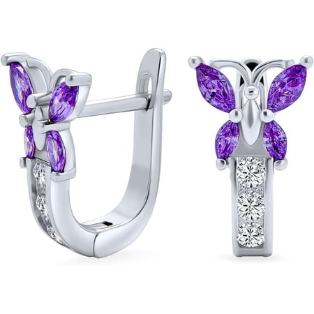 Divine Creation 1.20 Ct Marquise Cut Purple Amethyst Clip On Hoop Earrings 14K White Gold Plated For Womens 925 Sterling Silver