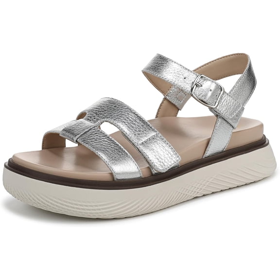 Vionic Women's Solana Strappy Platform Sandal Silver Metallic 9.5M