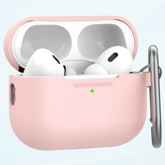 AirPods Pro 2 Case Cover 2022 Silicone Protective AirPods Pro 2nd Generation Case [Visible Front LED] [Metal Carabiner Added] Compatible with Apple AirPods Pro 2nd Generation 2022 (Pink)