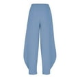 thumbnail image 4 of Babcutegg Womens Linen Pants Cotton Linen Wide Leg Elastic Waist Soild Color Casual Fashion Summer Clothes for Women Light Blue Size L, 4 of 9