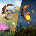 thumbnail image 2 of Decoración de jardín para exteriores, luces solares con forma de ángel y hada, diseño de luna, luces de ahorro de energía resistentes a la intemperie para patio, camino, 84 cm/33 pulgadas, 2 of 4