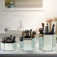 thumbnail image 2 of OnDisplay Tressa Set of 3 Hexagon Mirrored Trays for Makeup/Cosmetics, Brushes, Office, Jewelry and Accessories (Silver), 2 of 5