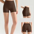 thumbnail image 3 of felwors High Waisted No Front Seam Biker Shorts 4 Inch Inseam Squat Proof Yoga Volleyball Running Coffee for Size M, 3 of 5