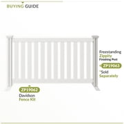3.1ft H x 5.4ft W (1 Panel + 1 Post) Freestanding Zippity Davidson Fence Kit, White Vinyl Picket Fence Panel, Portable Outdoor & Indoor Fence for Temporary Events, Easy Install for Backyard, ZP19062