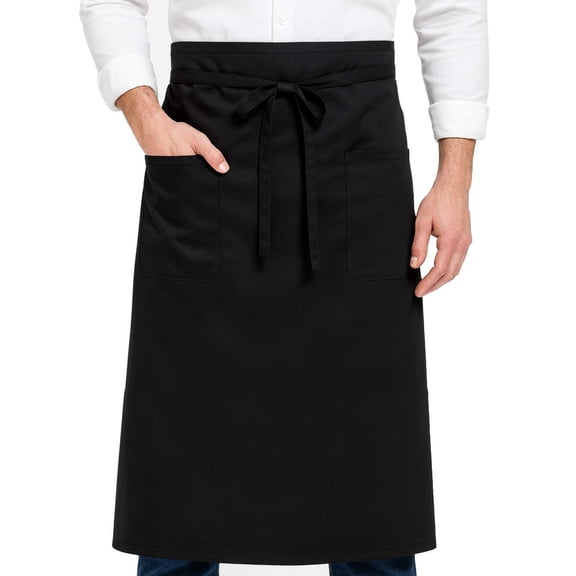 Culinary Master 2 Pocket Long Waist Bistro Apron Black
