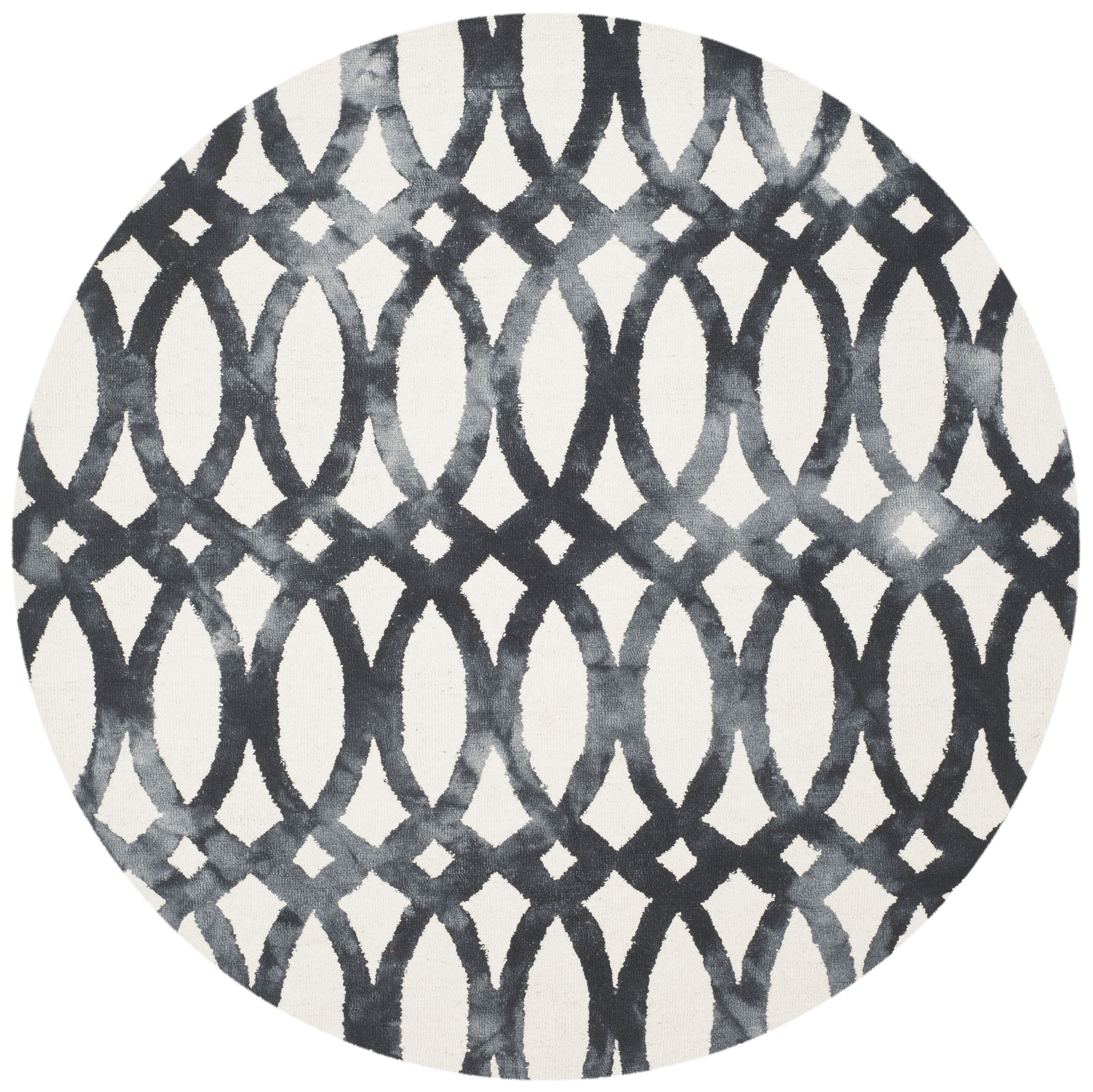 Safavieh Dip Dye Rosanne Distressed Area Rug, Ivory/Graphite, 5' x 5' Round