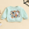 thumbnail image 2 of Bébé Garçons Halloween Sweat-Shirts à Manches Longues Cartoon Lettre Imprimé Pull Enfant Automne Tops, 2 of 8