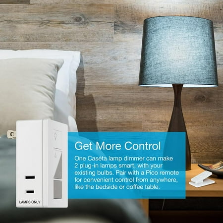 Lutron - Caseta Smart Lighting Lamp Dimmer and Remote Kit - White
