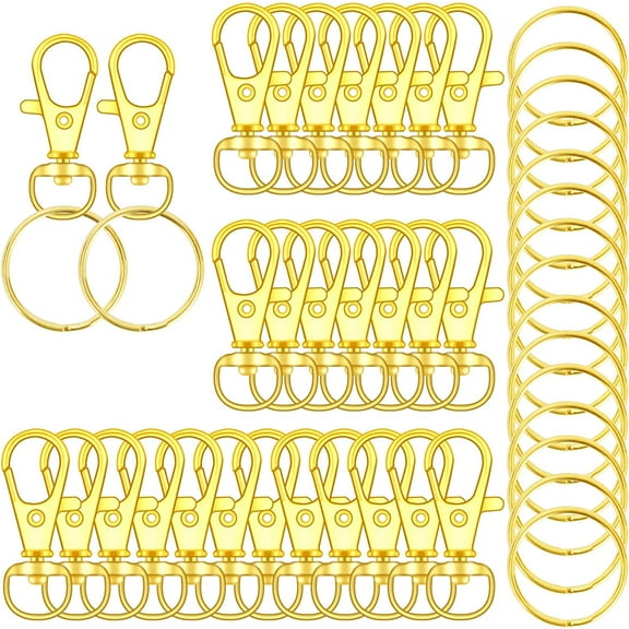 104PCS Swivel Snap Hooks with Key Rings, Metal Lobster Claw Clasp, Keychain Rings for Crafts(Silver, 1.37inch(36mm)
