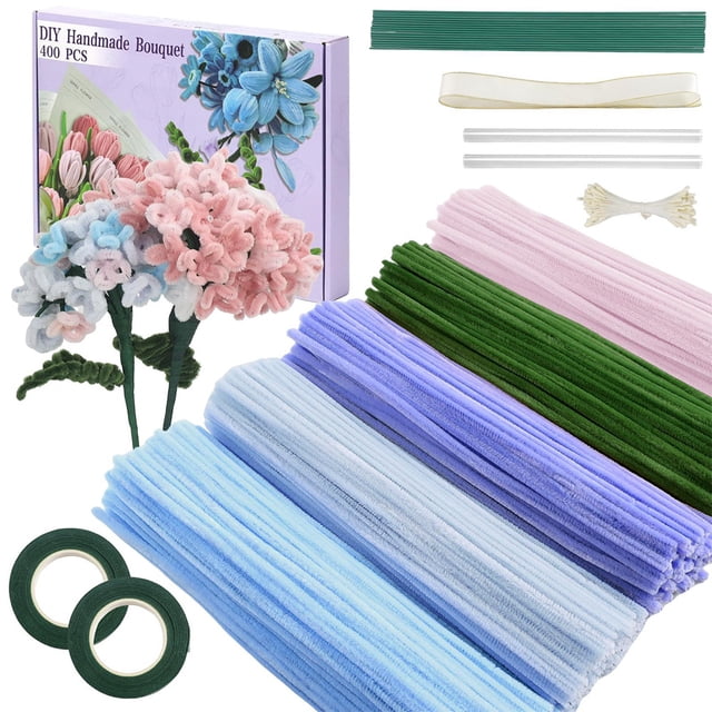 Twisting Sticks Bouquet 400pcs Cleaners Tuberías Craft Art Supplies () Azul