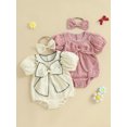 thumbnail image 3 of Baby Toddler Girl Bow Bubble Romper 3 6 12 18 Months Short Sleeve Bodysuit with Bow Headband Cute Summer Clothes, 3 of 9