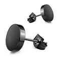 thumbnail image 1 of Joyería al por mayor-pendientes redondos lisos de acero de titanio para hombres y mujeres joyería negro/blanco, 1 of 4