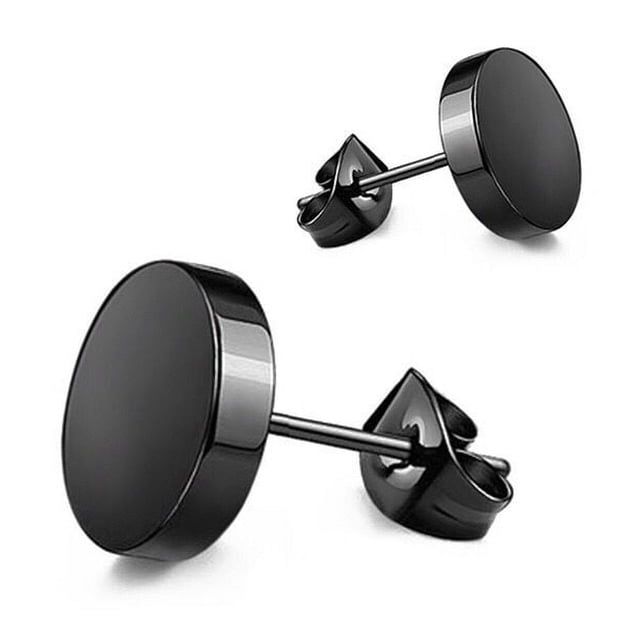 Joyería al por mayor-pendientes redondos lisos de acero de titanio para hombres y mujeres joyería negro/blanco