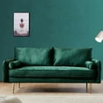 thumbnail image 1 of Velvet Fabric Couch, 2 Small Pillows, Modern Loveseat Sofa Twin Size Contemporary Sofas for Living Room & Bedroom (71"Green), 1 of 10