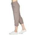 thumbnail image 4 of Clearance Hontri Womens Business Casual Pants Active Women's Relaxed Lightweight Woven Cargo Capri Pant, Khaki M, 4 of 7