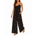 thumbnail image 2 of Women's Casual Sleeveless Jumpsuits Colorful Stars Spaghetti Strap Wide Leg Pants Rompers with Pockets, 2 of 7