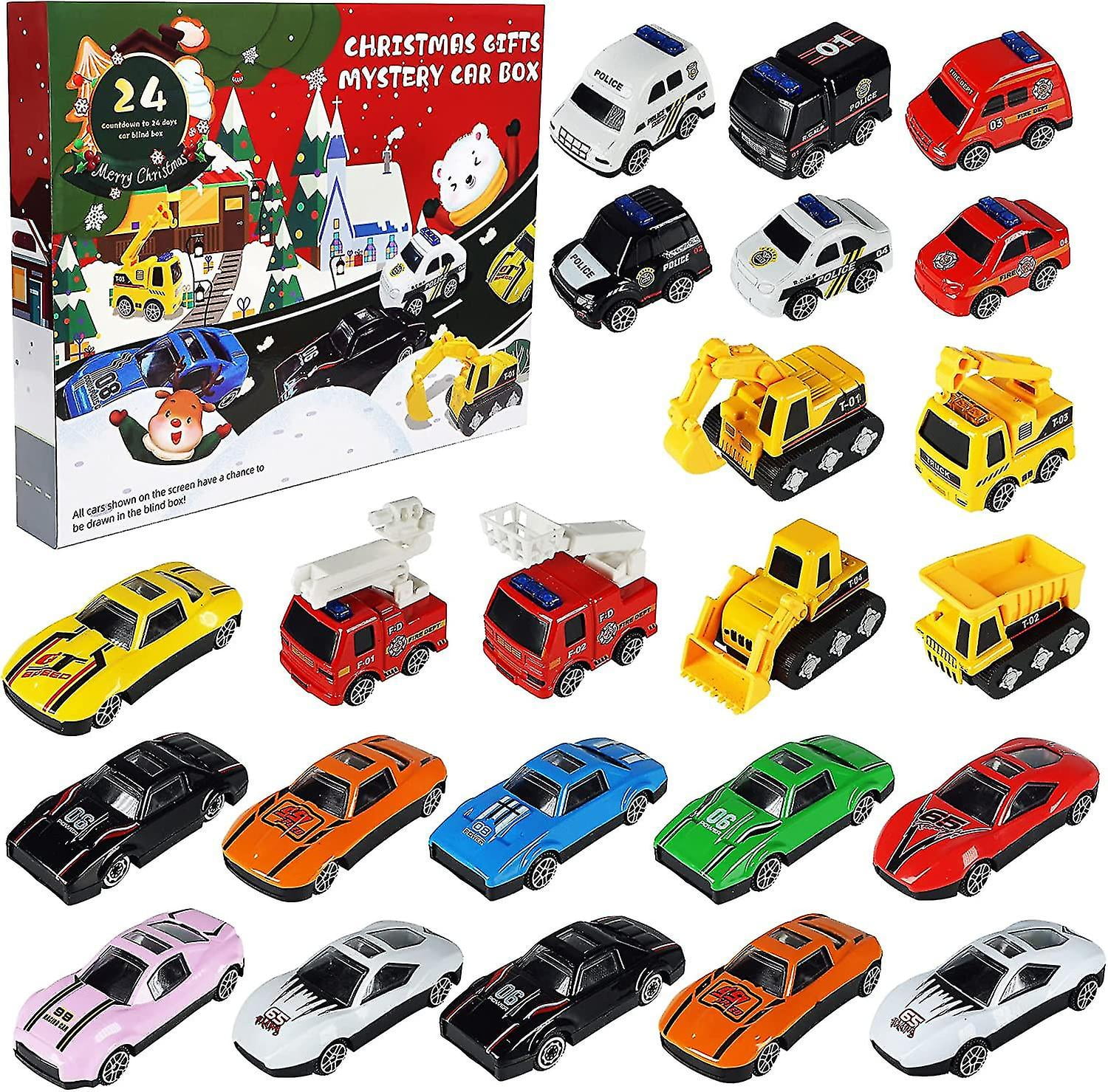 Calendrier De L'Avent 2025 Avec 24 Voitures Miniatures En Alliage - Pour Garçons 3-8 Ans, Jouets éducatifs Noël