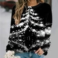 thumbnail image 2 of Feancey Christmas Tree Sweatshirts for Women Fall Xmas Sparkly Graphic Crewneck Sweatshirt Holiday Casual Long Sleeve Pullover Tops Black XL, 2 of 7
