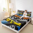 thumbnail image 4 of Homewish Sports Car Twin Sheet Sets,Speed Racing Game Twin Fitted Sheet,Yellow Blue Gray Flat Sheet Forboys Teens,Super Cozy Room Decor,3 Pieces, 4 of 7
