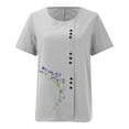 thumbnail image 4 of Liquidation! Uooqdmx Chemises en Lin pour Femmes, Chemises à Manches Courtes pour Femmes, Hauts Fluides pour Femmes, Blouse Col Rond Décontractée Coupe Ample Tunique, Hauts en Gaze pour Femmes, Gris TG, 4 of 4