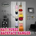 thumbnail image 3 of 1 Pair Over Door Hanger Hat Bag Clothes Coat Rack Holder Organizer Adjustable Straps Hanger, 3 of 7