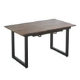thumbnail image 3 of GZXS Modern Extendable Dining Table with Metal Legs and Self-Storing Leaf, 55.11"-70.86" Adjustable Length Kitchen Table, Space-Saving Design for Dining Room or Living Room (Walnut and Black), 3 of 7