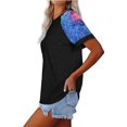 thumbnail image 4 of Pompotops Hauts pour Femmes Sexy Col Rond Imprimé Patchwork T-Shirt Blouse à Manches Courtes, 4 of 8