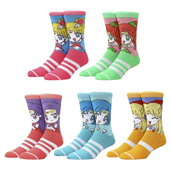 Sailor Moon Crystal Characters Men's 5-Pack Crew Socks