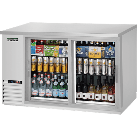 Everest Refrigeration EBB59G-SD-SS Back Bar Cooler Cabinet 2 Glass Sliding Doors, 115v, NSF - 17 cu. ft.