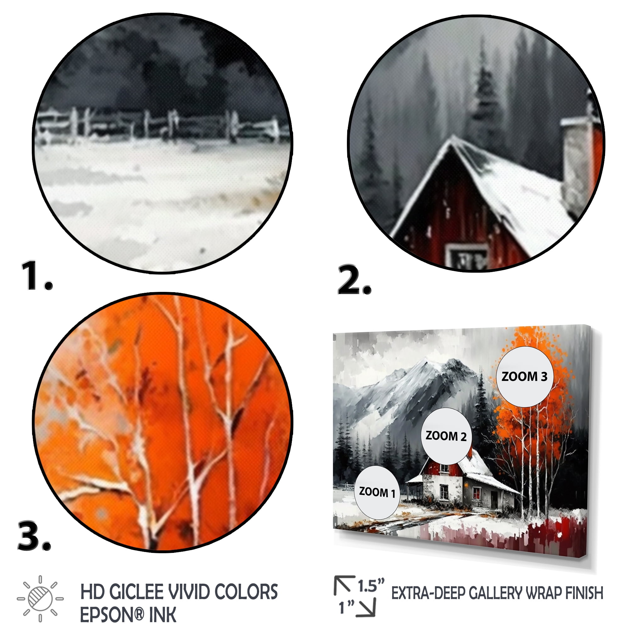 Designart Cabin In The Woods In Winter VI Canvas Wall Art