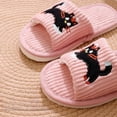 thumbnail image 6 of XIMIN Kid Boys Girls Halloween Slippers Soft Sole Cute Spooky Slippers Black Cat Embroidery Open Toe Cozy Plush Shoes Slip On Footwear Indoor House Shoes, 6 of 7