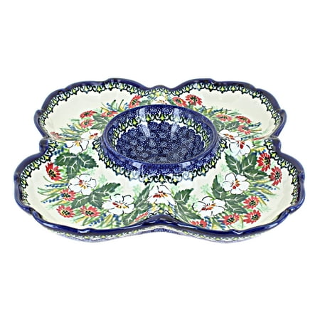 

Blue Rose Polish Pottery American Glory Chip & Dip Tray
