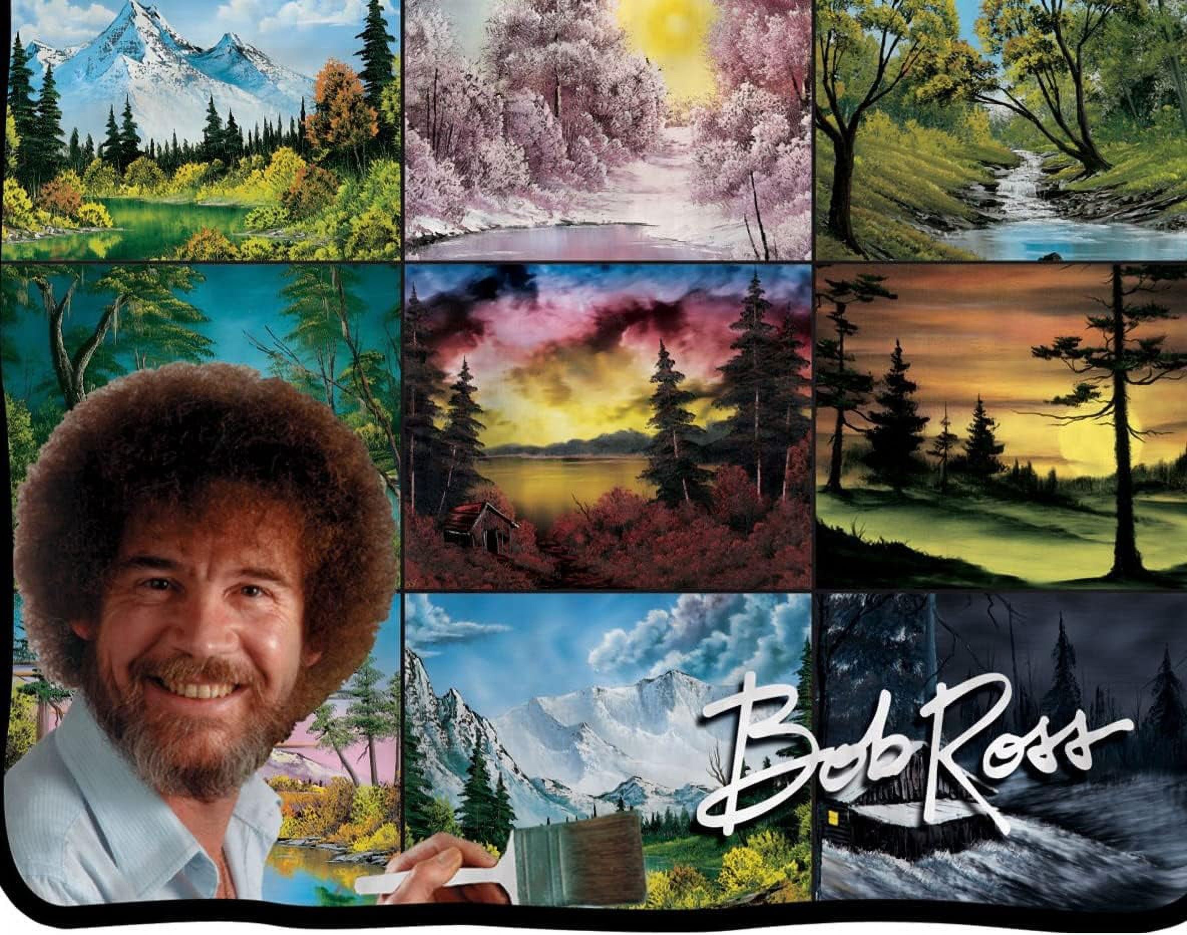 Seven Times Six Bob Ross Flanell-Fleecedecke - 116,8x152,4 Cm, Mit Bildercollage, Kuschelig Weich