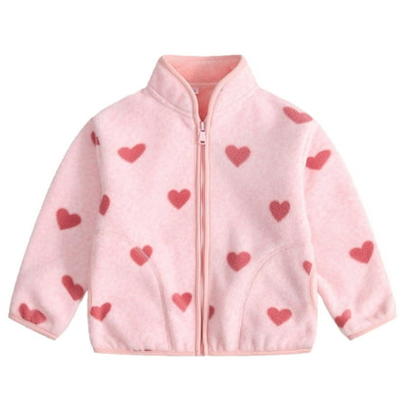 

Maean Toddler Kids Fleece Warm Coat Printed Baby Boys Girls Autumn Winter Zip-up Long Sleeve Jacket Thick Outerwear