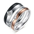 thumbnail image 2 of Bague de Promesse en Acier Inoxydable pour Femmes et Hommes CZ pour Mariage et Fiançailles, 2 of 5