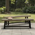 thumbnail image 2 of Tcbosik Outdoor Backless Benches Set of 2, Wood Bench for Deck, Garden, Patio, Backyard, Easy Assembly, Grey & Black, 2 of 10