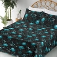thumbnail image 3 of Ambesonne Floral Design Fitted & Flat Sheet with Shams 4 Pcs Set, Boho Bloom Silhouette, Calking, Dark Seafoam Dark Tan, 3 of 5