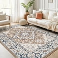thumbnail image 2 of Reepow 6x9 Brown Beige Machine Washable Super Soft Faux-Wool Vintage Floral Boho Non-Slip Low Pile Area Rugs for Living Room Bedroom, 2 of 8