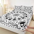 thumbnail image 4 of Castle Fairy Gothic Skull Bed Sheets 4-Piece,Traditional Flower Full Size Sheets,Black White,1 Fitted Sheet,1 Flat Sheet and 2 Pillowcases, 4 of 6