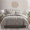 thumbnail image 6 of LammaLoe California King Size comforter Sets, 7 Piece Bed In A Bag Pintuck Bedding Sets, linen, 6 of 6
