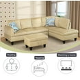 thumbnail image 4 of Sectional Couch for Living Room Furniture Sets, Beige Microfiber L Shape Living Room Sofa with Chaise and Storage Ottoman 3 Piece Using for Apartment, Office, Bedrooms (Facing Right Chaise), 4 of 6