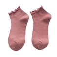 thumbnail image 3 of Breathable Spring Summer Super Thin Casual Frilly Ruffle Socks Ankle Short Women's Socks Boat Socks YELLOW, 3 of 8