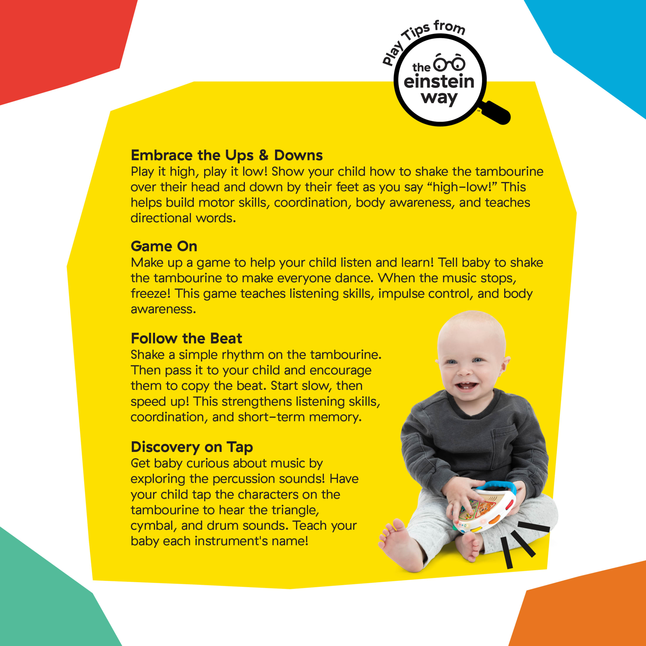 Baby Einstein + Hape Tap & Shake Tambourine, Ages 6+ Months