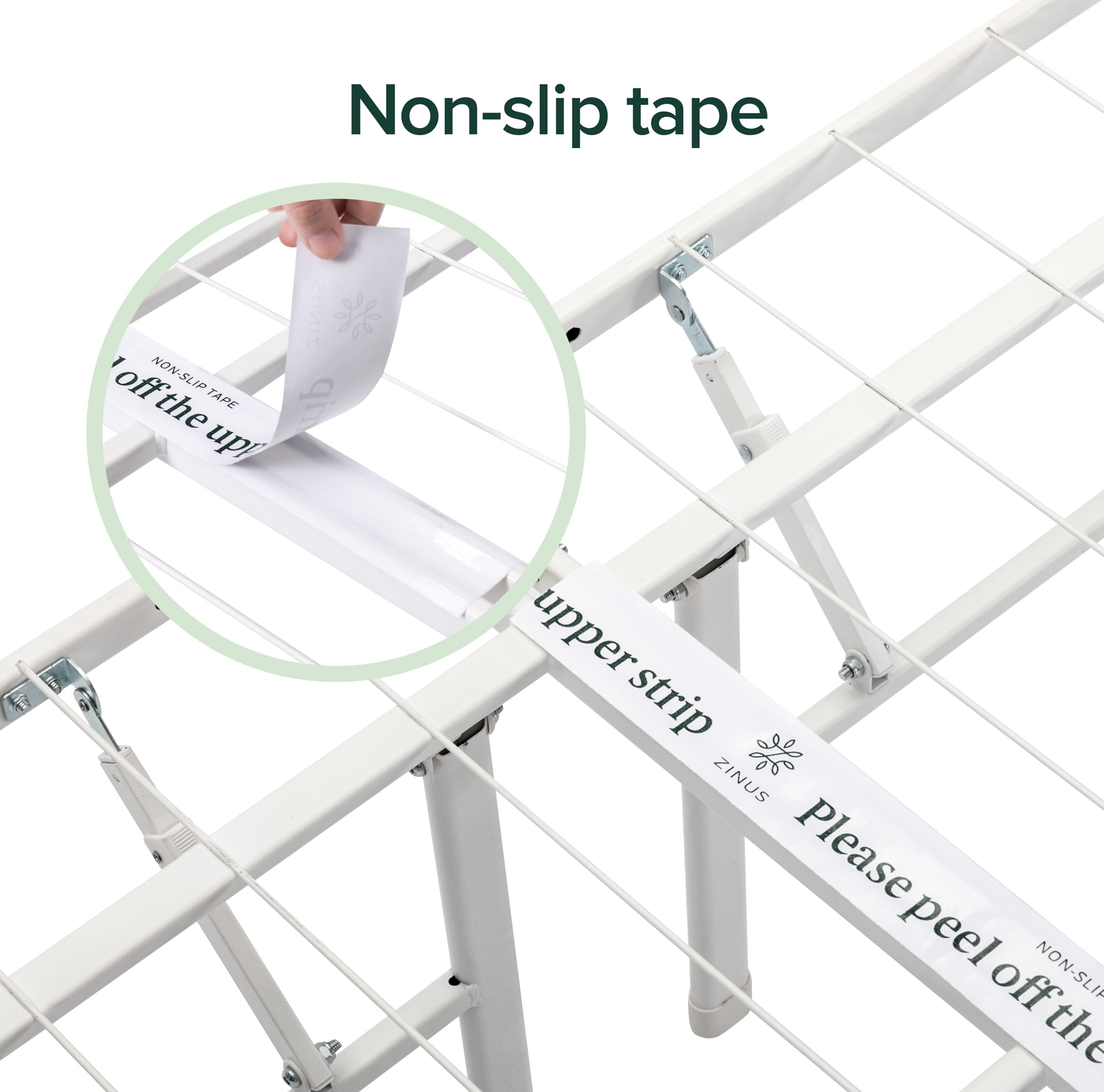 Zinus 14" White Metal SmartBase Tool-Free Assembly Bed Frame Mattress Foundation, Full