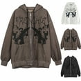 thumbnail image 2 of Fancifize Oversized Y2K Zip Up Hoodie for Women Causal Gothic Graphic Long Sleeve Hooded Sweatshirt Fall Fashion Streetwear Jackets Halloween with Pocket, 2 of 2